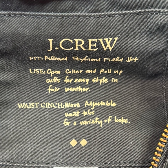J. Crew Size Small Relaxed Boyfriend Field Jacket Cotton Black Utility Zip Snap - Picture 3 of 14